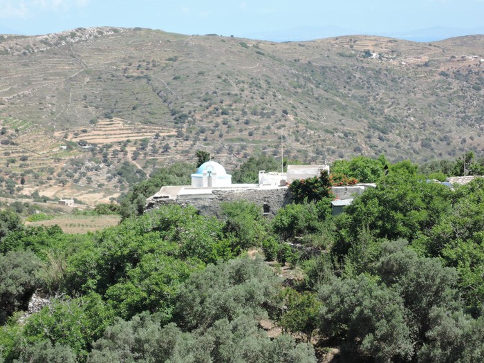 Rural landscape with white building